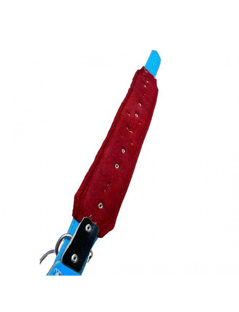 Deri Kangal Köpek Tasması 4 Zilli Mavi