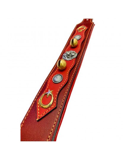 Hakiki Deri Köpek Tasması 2 Zilli 81 Cm