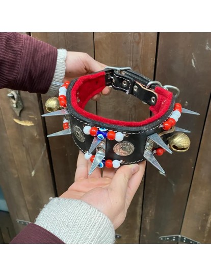 Yavru Kangal Çoban Köpek Tasması Hakiki Deri 2 Zilli 1. Sınıf