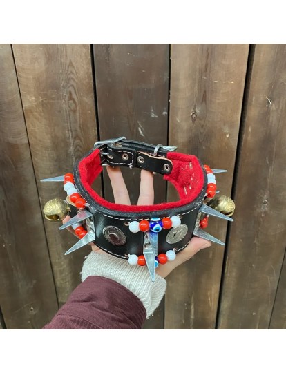 Yavru Kangal Çoban Köpek Tasması Hakiki Deri 2 Zilli 1. Sınıf