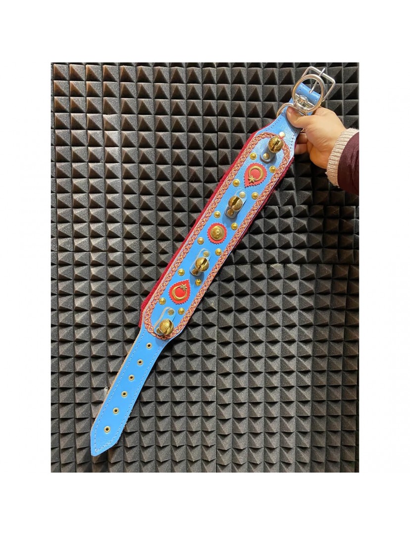 4 Zilli Geniş Deri Kangal Köpek Tasması %100 Hakiki Manda Derisi