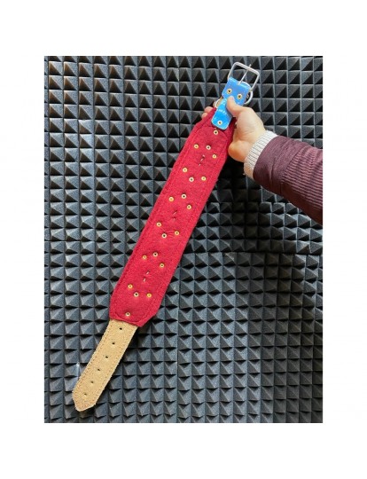 4 Zilli Geniş Deri Kangal Köpek Tasması %100 Hakiki Manda Derisi