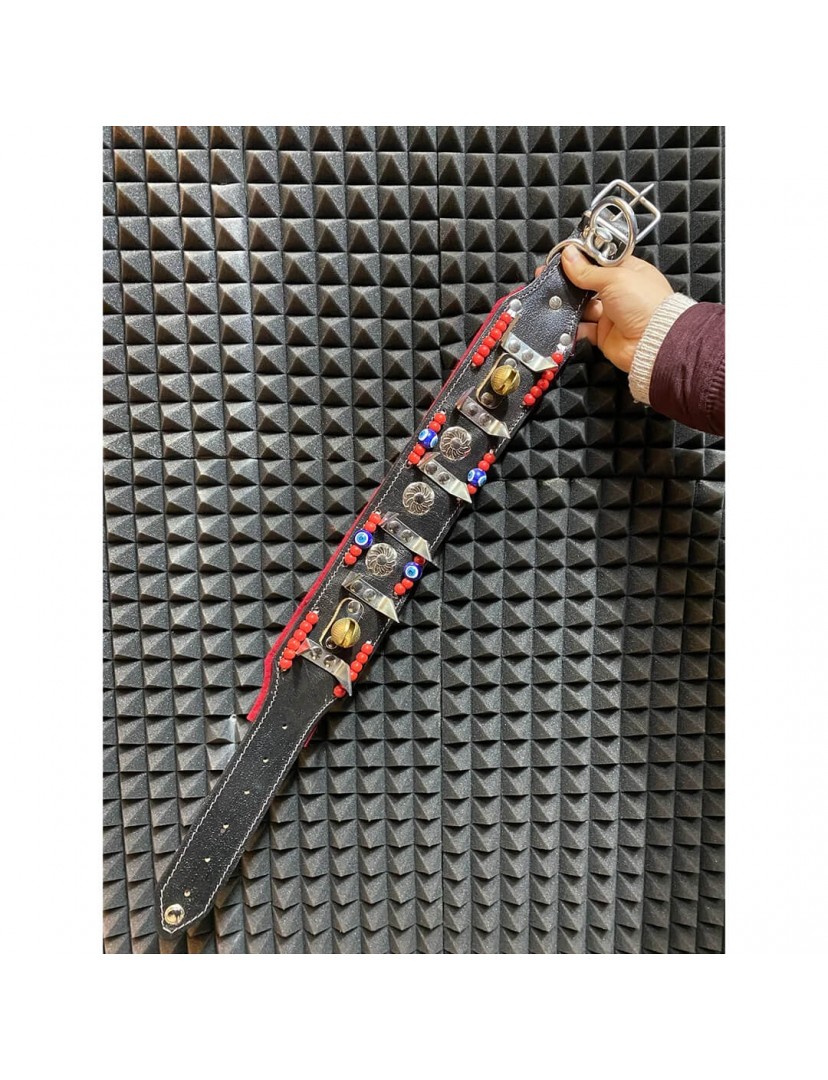 Kangal Köpek Tasması Çoban 2 Zilli Hakiki Manda Derisi 