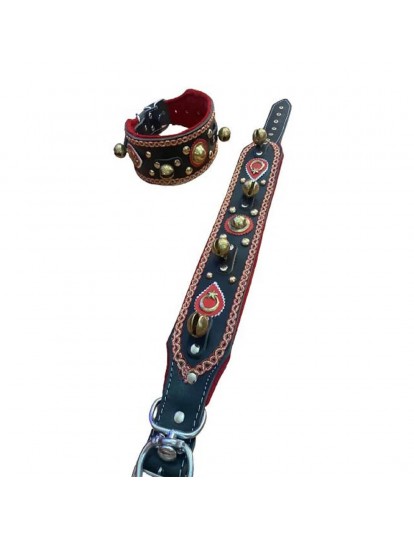 4 Zilli Geniş Deri Kangal Köpek Tasması Siyah