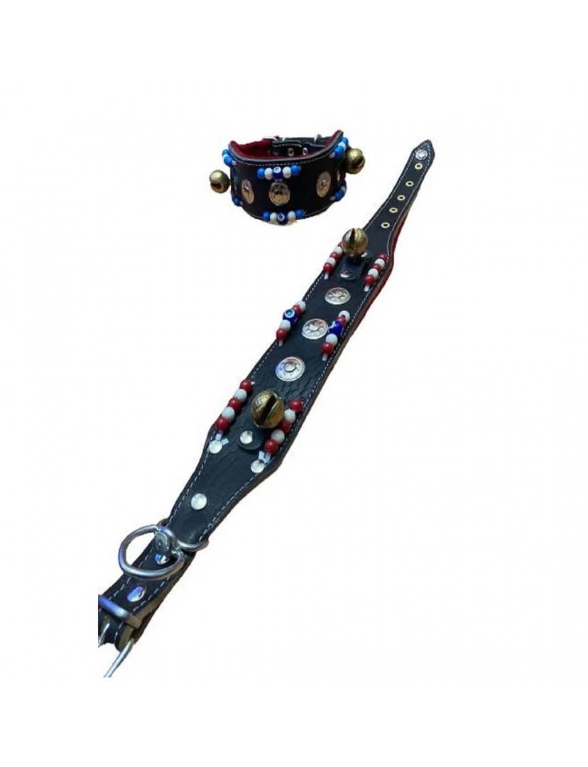 Yavru Deri Köpek Tasması 2 Zilli Siyah