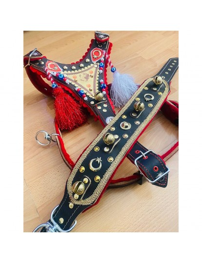 Gladyatör Kangal Köpek Tasma Seti Hakiki Deri